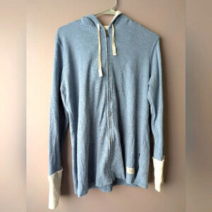 Frye and Co Waffle Knit Front Zip Drawstring Hoodie M NWT